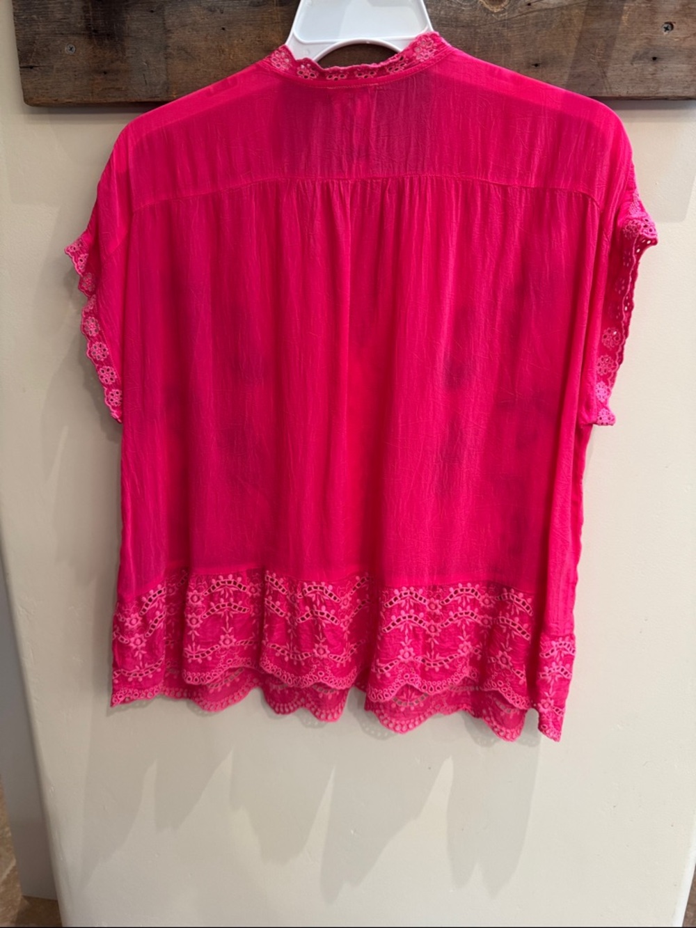 Johnny Was Fuchsia Embroidered Floral V-Neck Blouse - Picture 4 of 5